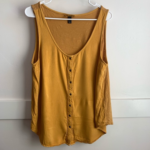 Universal Thread Tops - Universal Thread Mustard Yellow Button Up Tank Top